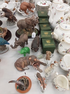 Lot 1298 - Collection of animal sculptures including Elephants, Bison, Wolves etc