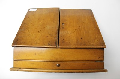 Lot 2574 - Late Victorian slope-front stationary box, with five trays and a drawer