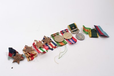 Lot 693 - Second World War and later medal group comprising 1939 - 1945 Star, Africa Star, Italy Star, France and Germany Star, Defence and War medals, together with an Elizabeth II Territorial Efficiency me...