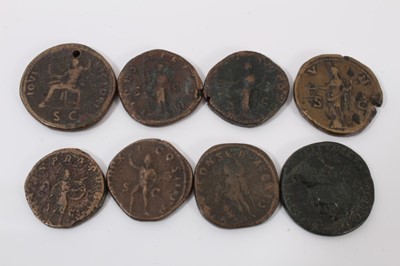 Lot 538 - Ancients - Mixed Roman AE Sestertius to include Antoninus Pius Rev: Impterator 11 SC, Fides STG. R. holding corn-ears and dish of fruit (Rome AD 143) GF-AVF, Septimus Severus, Rev: VICT AVG TR P CO...