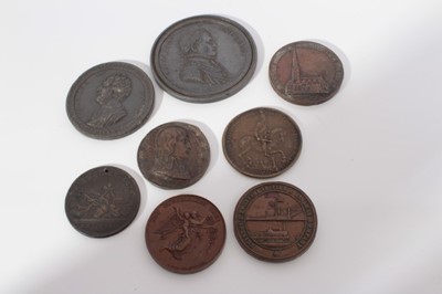Lot 542 - European - Mixed AE Medallions to include G.B. 19th century 'Bristol and Portishead Pier and Railway Company' Lord Nelson, France -  Napoleon and others (8 medallions)