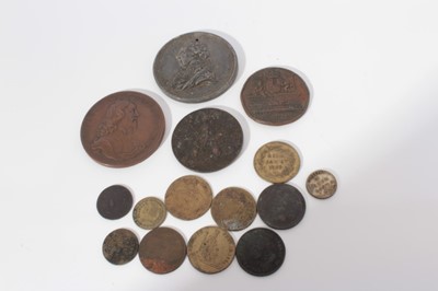Lot 543 - G.B. - Mixed AE Medallions to include James I Memorial 1625 (Diameter 41mm, Ref: Eimer 104 N.B. Edge badly bruised) otherwise AVF, Charles I commemorative circa 17th century, George III 'Accession...