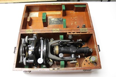 Lot 2589 - Watts lacquered brass theodolite in wooden case