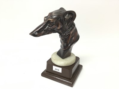 Lot 2638 - Art Deco style bronzed model of a Greyhound's head, 28cm in height