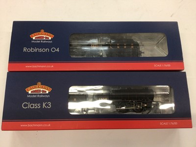 Lot 1801 - Railway Bachman 00 gauge Class K3 loco and tender 32-279A, LNER Robinson 04 3547 loco and tender 31-005, Airfix GWR Caerphilly Castle plus twp carriages.  Mainline carriage and some kits (qty)_
