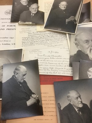 Lot 1553 - Pamela Chandler (1928-1993) material relating to Dudley Johnston M.B.E. President of the Royal Photographic Society, including negatives (crazed) approximately 10 period 5 x 4 photographs, letters...