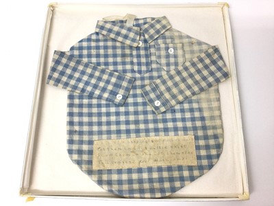 Lot 2182 - Unusual Victorian sampler Hanky case in the form of a very small shirt 'When your hankies are full of dirt. Put them in this shirt.  Stuff them in and let them stay. Till you send your wash away'....