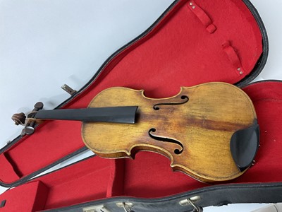 Lot 2722 - Late 19th century violin in later violin case