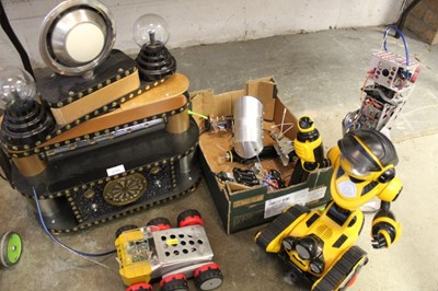 Lot 2705 - Interesting group of scratch built models of a Robots together with a shop bought Robot with remote control