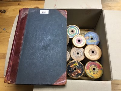 Lot 2707 - Crowther Brothers of Colchester- clothes factory - shareholders account book 1914-1923 and lot wooden bobbins from the factory