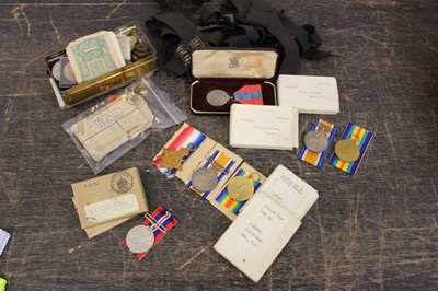 Lot 680 - First and Second World War Family group of medals to comprise 1914 - 15 Star named J. 35205 F. H. Selman. Ord. R.N., War and Victory medals named to J. 35205 F. H. Selman. A.B. R.N. (all in boxes o...