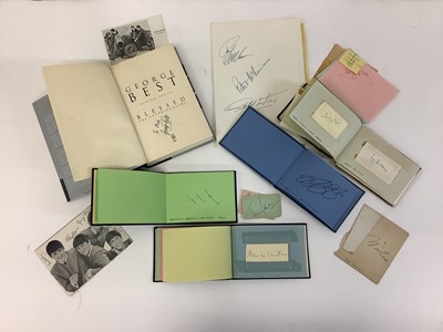 Lot 1342 - George Best autographed book 'Blessed' To Mick George Best, four small autograph books, signatures include early Chelsea footballer player's, Henry Blofield, Essex Cricket Club players, some Austra...