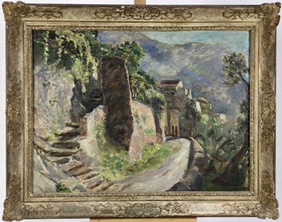 Lot 26 - Maria Samora, 1930s oil on canvas - Positano, signed, dated Sept. 13