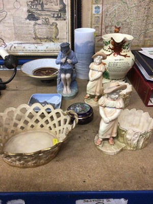 Lot 210 - Four pieces of Royal Copenhagen china, together with three Worcester blush ivory pieces and a musical jug