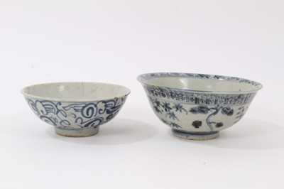 Lot 168 - 17th century Chinese blue and white bowl decorated with trees and another (2)