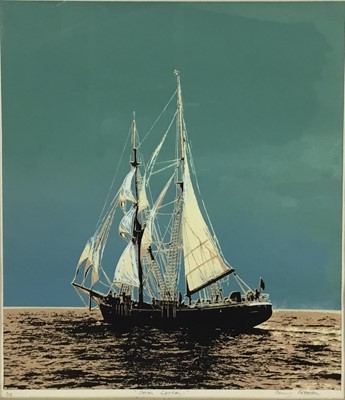 Lot 153 - Penny Berry Paterson (1941-2021) colour linocut- Soren Larsen, signed and numbered 3/8