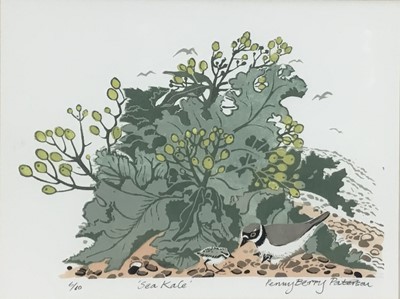 Lot 156 - Penny Berry Paterson (1941-2021) colour linocut - Sea Kale, signed and numbered 6/10, image 30cm x 22cm in glazed frame