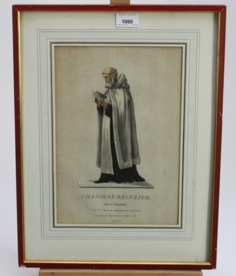 Lot 1060 - Jacques Charles Bar - seven late 18th century framed French hand-coloured aquatints, depicting various members of the clergy