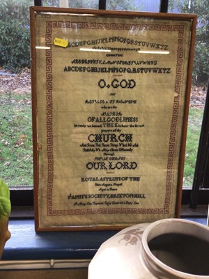 Lot 41 - Two 19th century framed samplers, the first with alphabets and biblical verse, signed by Eliza Augusta Peepall 1861, the other with religious verse (2)
