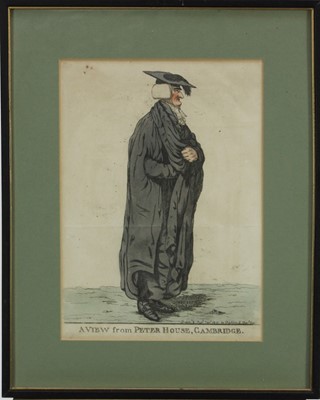 Lot 1061 - Charles Dighton, eight hand-coloured etchings of Oxford and Cambridge dons, each framed and glazed