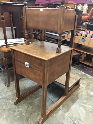 Lot 934 - Victorian pine portable auctioneers rostrum with two drawers, step and two wheels to base